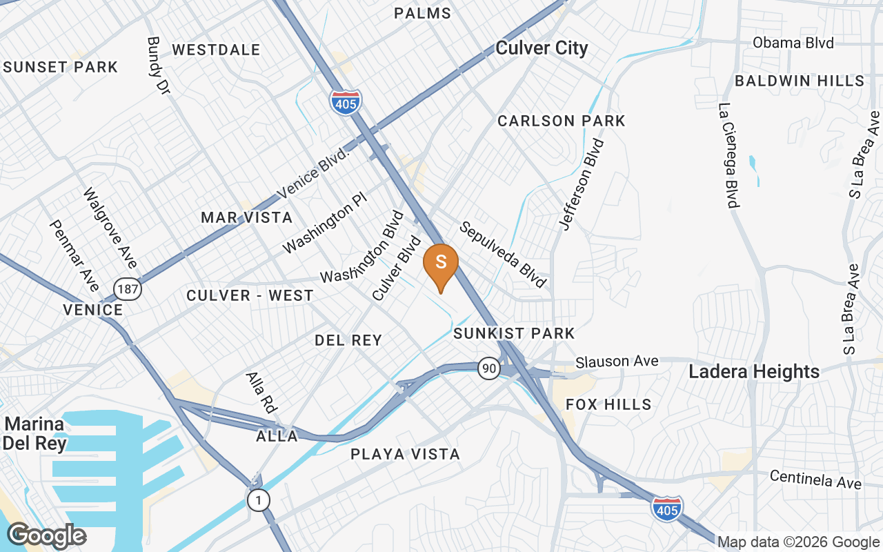 Location map — subject in Del Rey between Culver City, Mar Vista, and Playa Vista