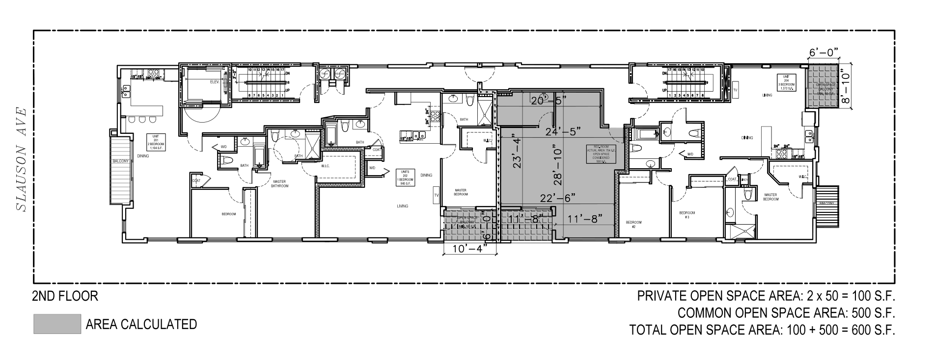 2nd floor plan — units 201, 202, 204 and recreation room